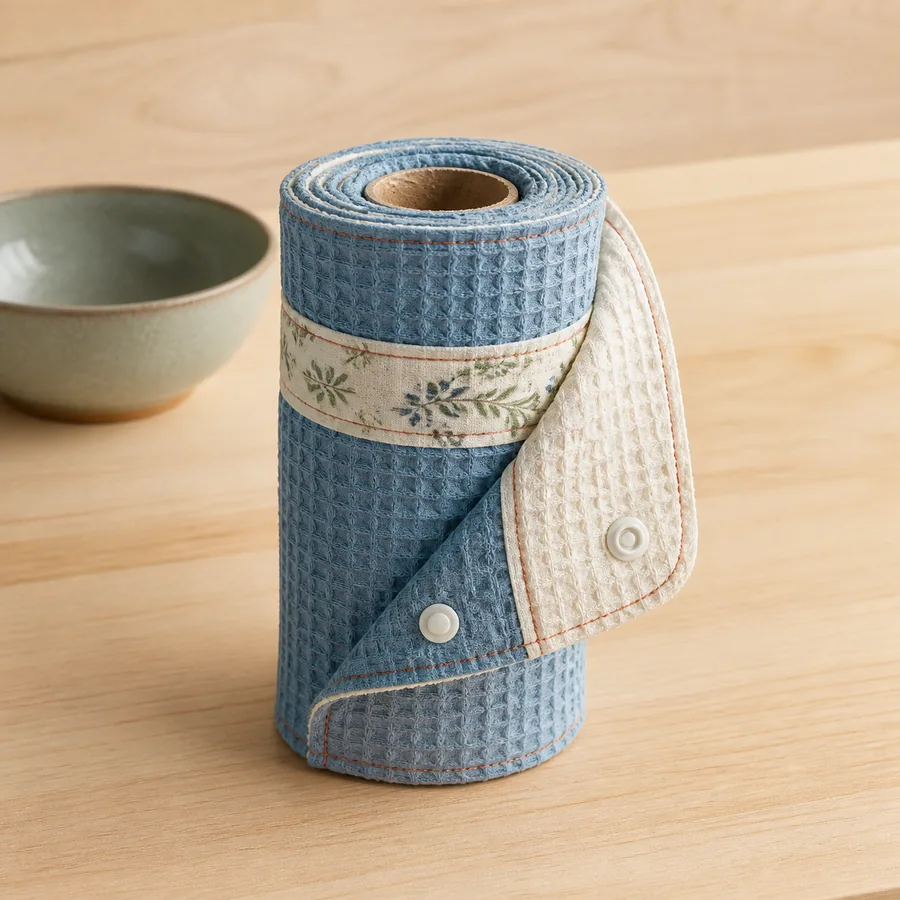 Rouleau de sopalin lavable bleu avec boutons pression