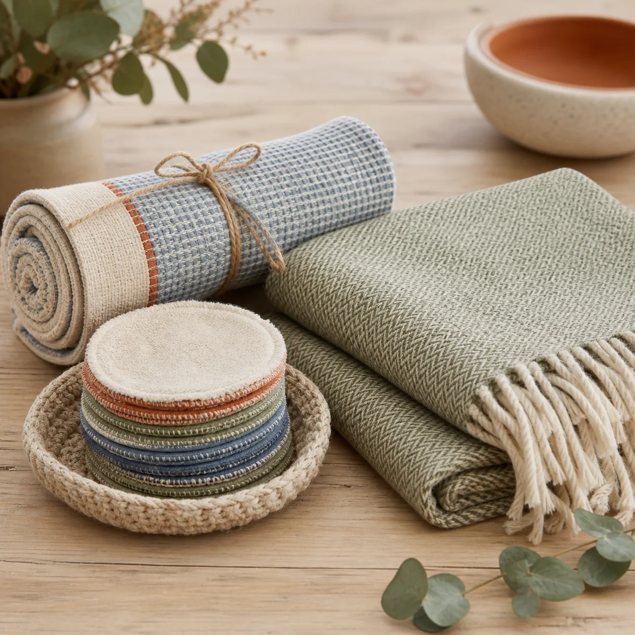 Lingettes lavables et couvertures textiles